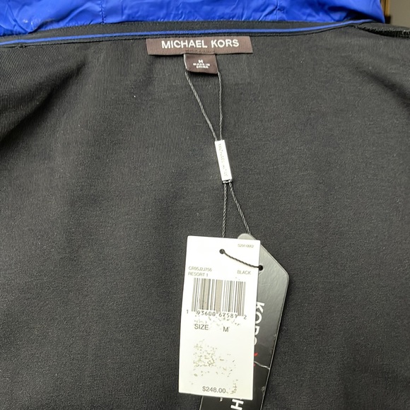 Kors X Tech Color Block Full Zip Drawstring Mixed Media Attached Hood Jacket - Picture 14 of 15